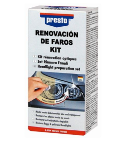 FERR96891 RESTAURADOR PULIDOR FAROS AUTO 3 LIJAS GAMUZA TACO SPRAY LACA PRESTO